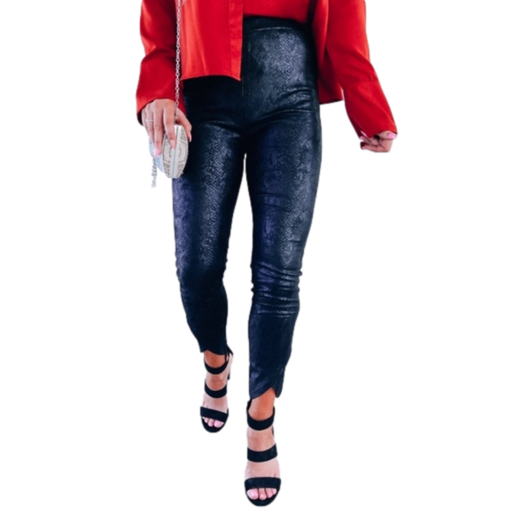See & Be Seen Snakeskin Faux Leather Leggings S Edgy Pull On NWT High Rise